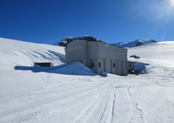 Hydropower plant in snow